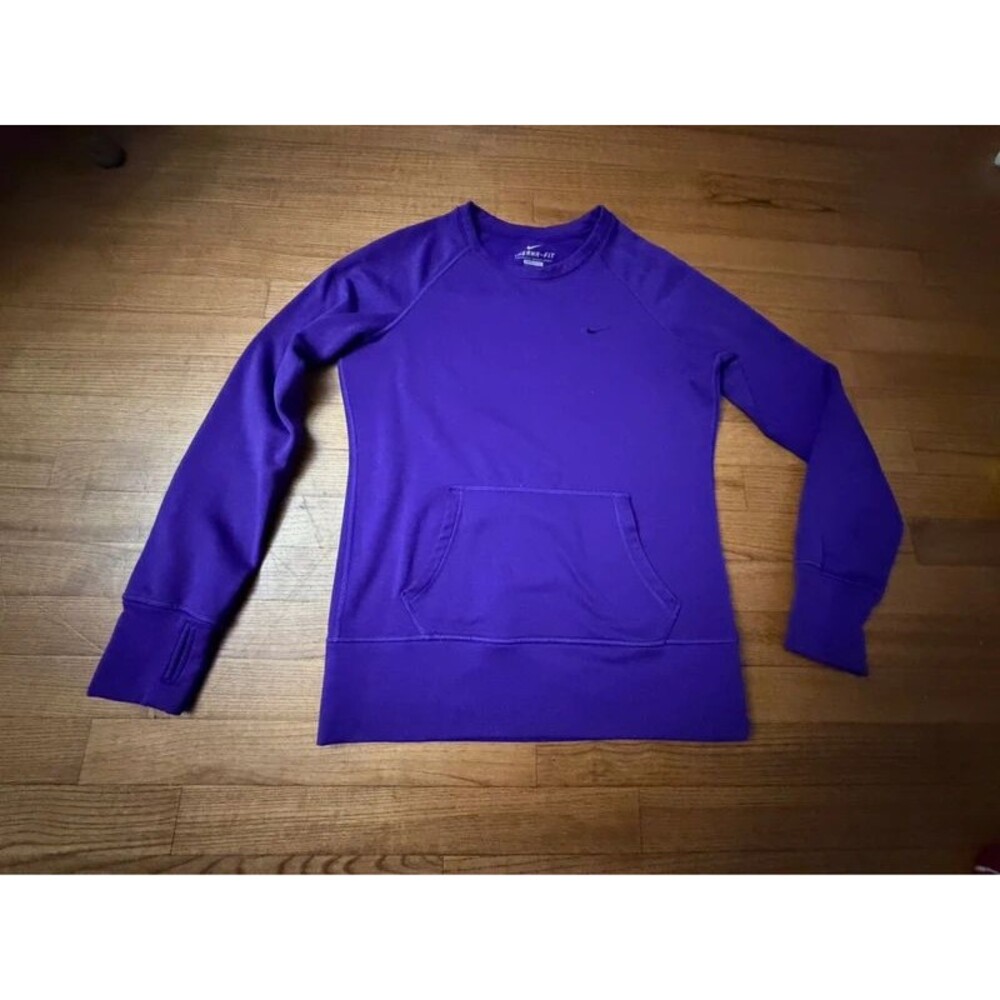 GUC Thermafit Nike Womens Small purple fleece sweatshirt embroidered Nike symbol